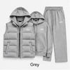 Women's 3-Piece Puffer Vest Tracksuit Set – Hoodie & Wide-Leg Joggers