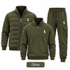 Men's 3-Piece Casual Set – Lightweight Quilted Jacket, Half-Zip Sweatshirt & Cargo Joggers