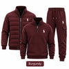 Men's 3-Piece Casual Set – Lightweight Quilted Jacket, Half-Zip Sweatshirt & Cargo Joggers