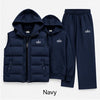 Women's 3-Piece Puffer Vest Tracksuit Set – Hoodie & Wide-Leg Joggers
