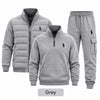 Men's 3-Piece Casual Set – Lightweight Quilted Jacket, Half-Zip Sweatshirt & Cargo Joggers