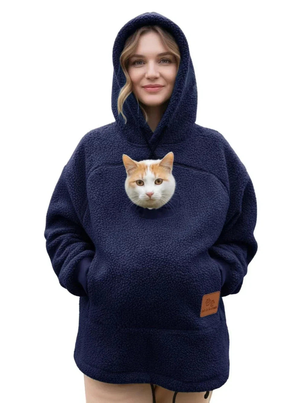 Pet Pocket Hoodie unisex hooded sweatshirt made of lamb wool
