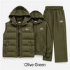 Women's 3-Piece Puffer Vest Tracksuit Set – Hoodie & Wide-Leg Joggers