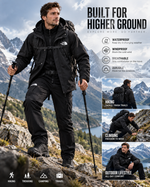 Men's 3-Piece Waterproof Outdoor Set – Hooded Jacket, Fleece Liner & Cargo Pants
