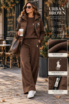 Women's 3-Piece Cashmere Knit Sweater Set – Hooded Puffer Vest & Wide-Leg Pants