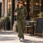 Women's 3-Piece Puffer Vest Tracksuit Set – Hoodie & Wide-Leg Joggers