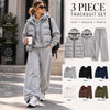 Women's 3-Piece Puffer Vest Tracksuit Set – Hoodie & Wide-Leg Joggers