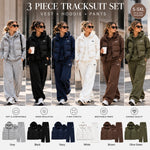 Women's 3-Piece Puffer Vest Tracksuit Set – Hoodie & Wide-Leg Joggers