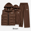 Women's 3-Piece Puffer Vest Tracksuit Set – Hoodie & Wide-Leg Joggers