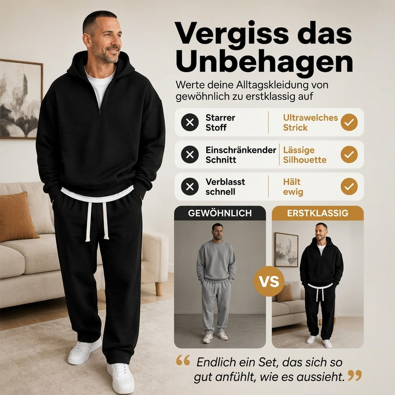 📢📢50%Rabatt!!!🎉✨Lässiges Halb-Zip Kapuzen-Sweatshirt & weite Hose für Herren – bequem, sportlich & vielseitig für Alltag, Sport & Freizeit