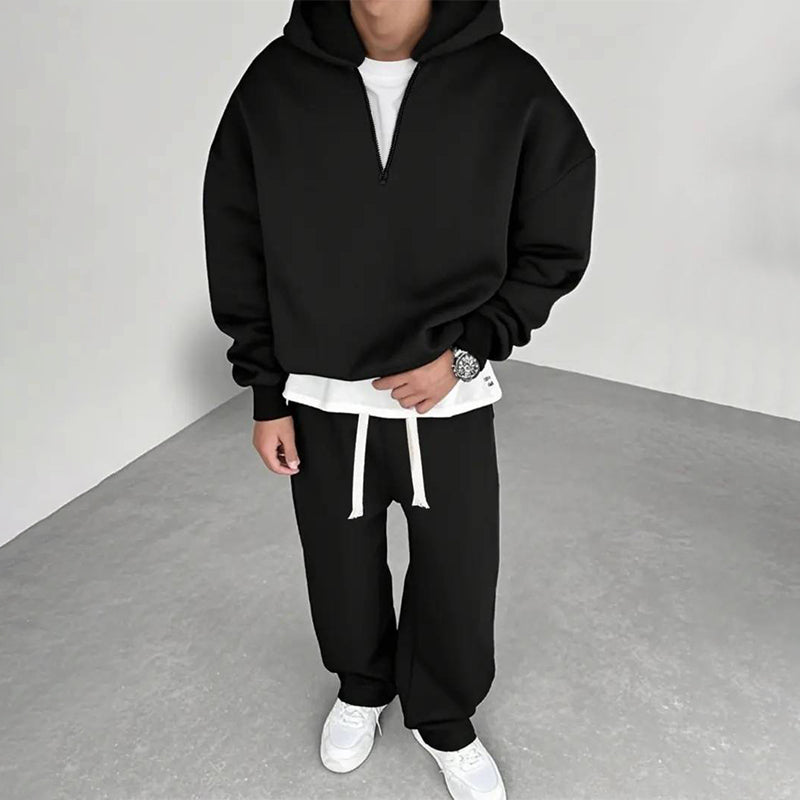 📢📢50%Rabatt!!!🎉✨Lässiges Halb-Zip Kapuzen-Sweatshirt & weite Hose für Herren – bequem, sportlich & vielseitig für Alltag, Sport & Freizeit